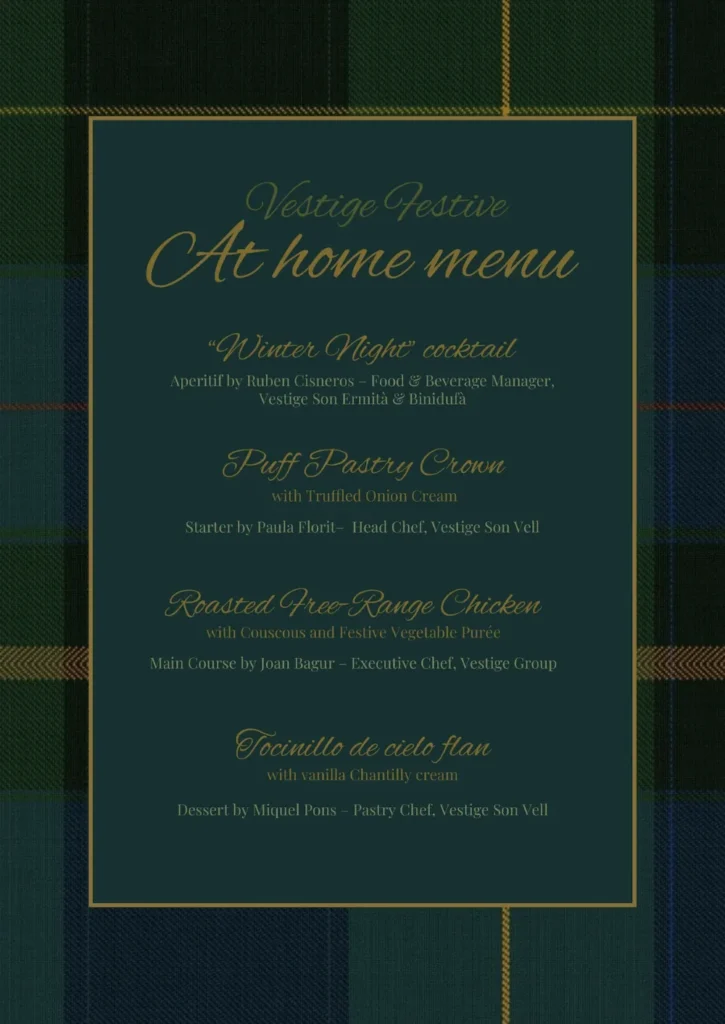 Vestige festive at home menu